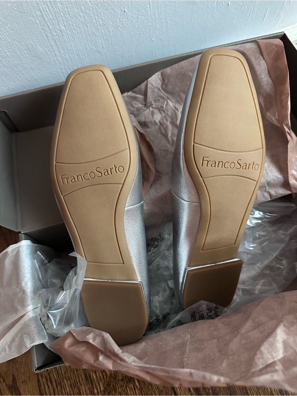 Franco Sarto Vana Silver Metallic Square-Toe Ballet Flats - Picture 9 of 12
